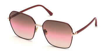 Tom Ford® FT0839 Claudia-02 FT0839 Claudia-02 69F 62 - 69F - Shiny Rose Gold, Shiny Bordeaux/ Gradient Brown To Pink To Sand Lenses Sunglasses