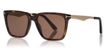 Tom Ford® FT0862-F Garrett FT0862-F Garrett 52E 56 - Shiny Classic Dark Havana With Shiny Rose Gold Temples Sunglasses