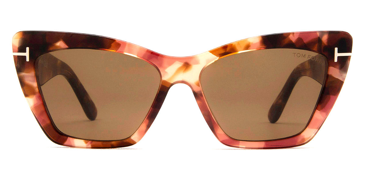 Tom Ford® FT0871 Wyatt FT0871 Wyatt 55J 56 - 55J - Shiny Antique Pink Havana / Roviex Lenses Sunglasses