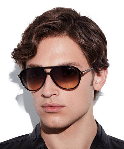 Tom Ford® FT0909 Samson FT0909 Samson 52H 62 - 52H - Shiny Classic Dark Havana W. Shiny Rose Gold / Polarized Roviex Lenses Sunglasses