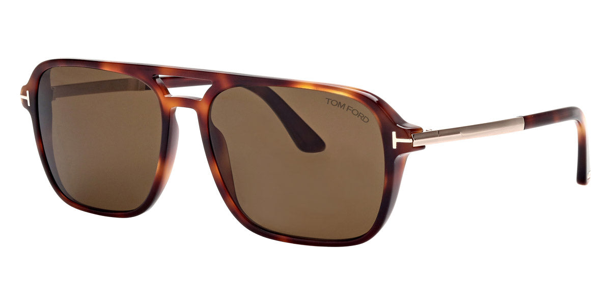 Tom Ford® FT0910 Crosby FT0910 Crosby 53J 59 - Shiny Medium Blonde Havana With Shiny Rose Gold Sunglasses