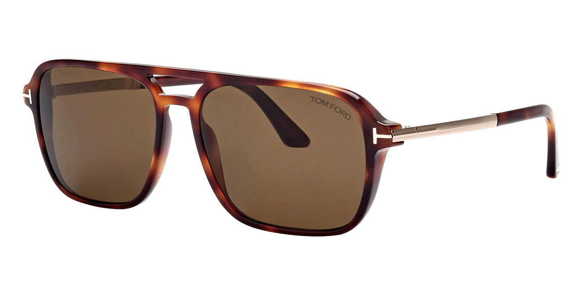 Tom Ford® FT0910 Crosby FT0910 Crosby 53J 59 - Shiny Medium Blonde Havana With Shiny Rose Gold Sunglasses