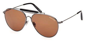 Tom Ford® FT0995 Raphael-02 FT0995 Raphael-02 08E 59 - 08E - Shiny Gunmetal, t" Logo / Vintage Brown Lenses" Sunglasses