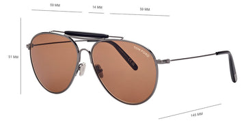 Tom Ford® FT0995 Raphael-02 FT0995 Raphael-02 08E 59 - 08E - Shiny Gunmetal, t" Logo / Vintage Brown Lenses" Sunglasses