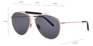 Tom Ford® FT0995 Raphael-02 FT0995 Raphael-02 28A 59 - 28A - Shiny Rose Gold,  t" Logo / Smoke Lenses" Sunglasses