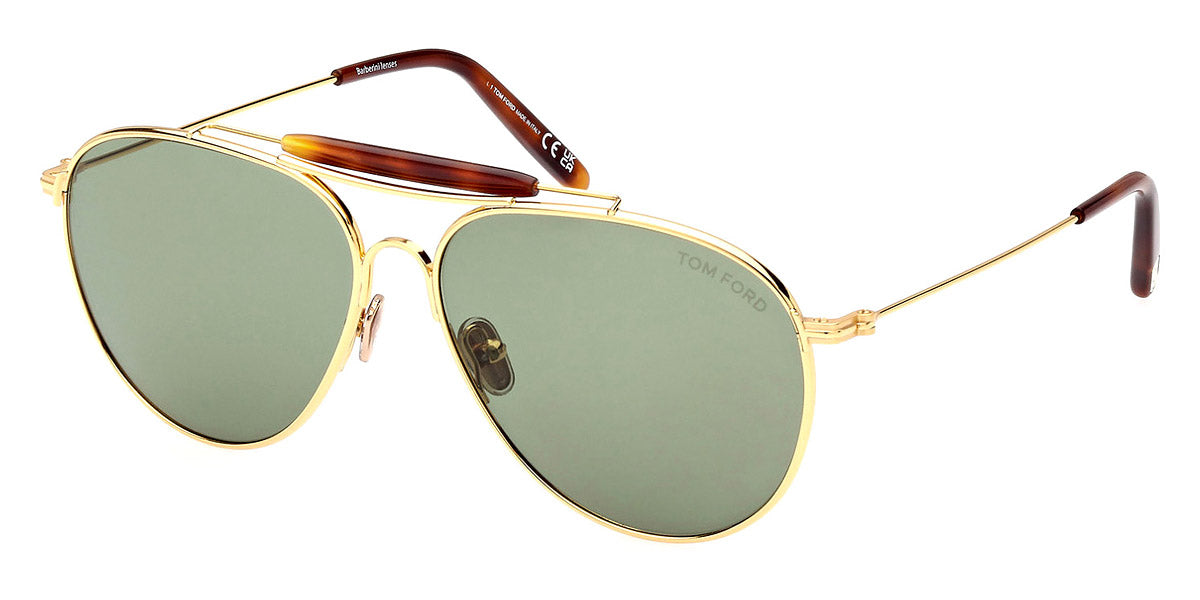 Tom Ford® FT0995 Raphael-02 FT0995 Raphael-02 30N 59 - 30N - Shiny Yellow Gold, t" Logo / Green Barberini Lenses" Sunglasses