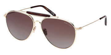 Tom Ford® FT0995 Raphael-02 FT0995 Raphael-02 32F 59 - 32F - Shiny Pale Gold, t" Logo / Gradient Brown To Blue Lenses" Sunglasses