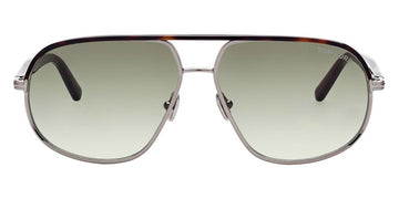 Tom Ford® FT1019 Maxwell FT1019 Maxwell 14P 59 - 14P - Shiny Light Ruthenium, Dark Havana, t" Logo / Gradient Green Lenses" Sunglasses