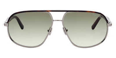 Tom Ford® FT1019 Maxwell FT1019 Maxwell 14P 59 - 14P - Shiny Light Ruthenium, Dark Havana, t" Logo / Gradient Green Lenses" Sunglasses