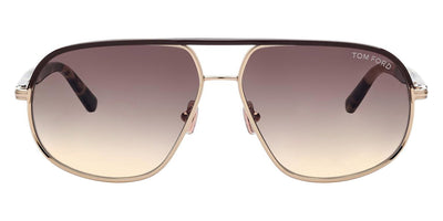 Tom Ford® FT1019 Maxwell FT1019 Maxwell 28F 59 - 28F - Shiny Rose Gold, Shiny Rose Havana, t" Logo / Gradient Brown Lenses" Sunglasses