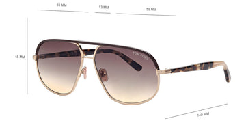 Tom Ford® FT1019 Maxwell FT1019 Maxwell 28F 59 - 28F - Shiny Rose Gold, Shiny Rose Havana, t" Logo / Gradient Brown Lenses" Sunglasses