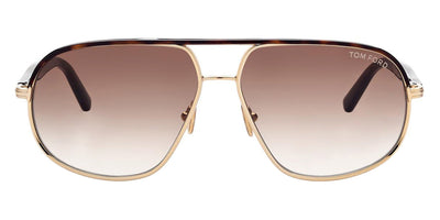 Tom Ford® FT1019 Maxwell FT1019 Maxwell 30F 59 - 30F - Shiny Deep Gold, Shiny Dark Havana, t" Logo / Gradient Brown Lenses" Sunglasses