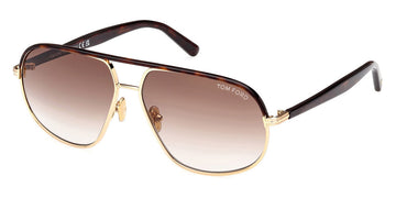 Tom Ford® FT1019 Maxwell FT1019 Maxwell 30F 59 - 30F - Shiny Deep Gold, Shiny Dark Havana, t" Logo / Gradient Brown Lenses" Sunglasses