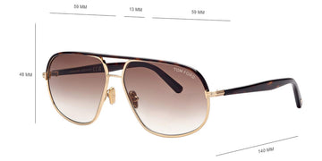 Tom Ford® FT1019 Maxwell FT1019 Maxwell 30F 59 - 30F - Shiny Deep Gold, Shiny Dark Havana, t" Logo / Gradient Brown Lenses" Sunglasses