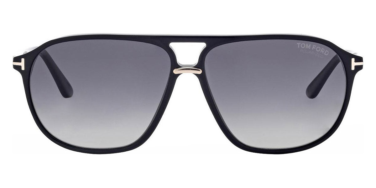 Tom Ford® FT1026 Bruce FT1026 Bruce 01D 61 - 01D - Shiny Black, t" Logo / Polarized Smoke Lenses" Sunglasses