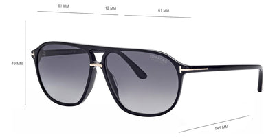 Tom Ford® FT1026 Bruce FT1026 Bruce 01D 61 - 01D - Shiny Black, t" Logo / Polarized Smoke Lenses" Sunglasses