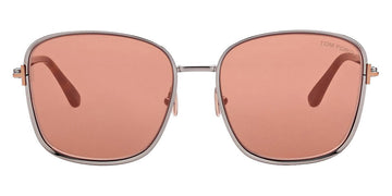 Tom Ford® FT1029 Fern FT1029 Fern 12G 57 - 12G - Shiny Light Ruthenium, Classic Havana, t" Logo / Rose Mirror Lenses" Sunglasses