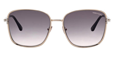 Tom Ford® FT1029 Fern FT1029 Fern 28B 57 - 28B - Shiny Rose Gold, Shiny Black, t" Logo / Gradient Smoke Lenses" Sunglasses