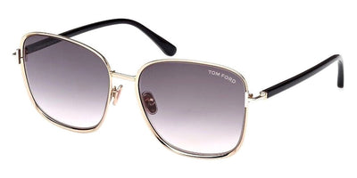 Tom Ford® FT1029 Fern FT1029 Fern 28D 57 - 28D - Shiny Rose Gold, Shiny Black, t" Logo / Polarized Smoke Lenses" Sunglasses