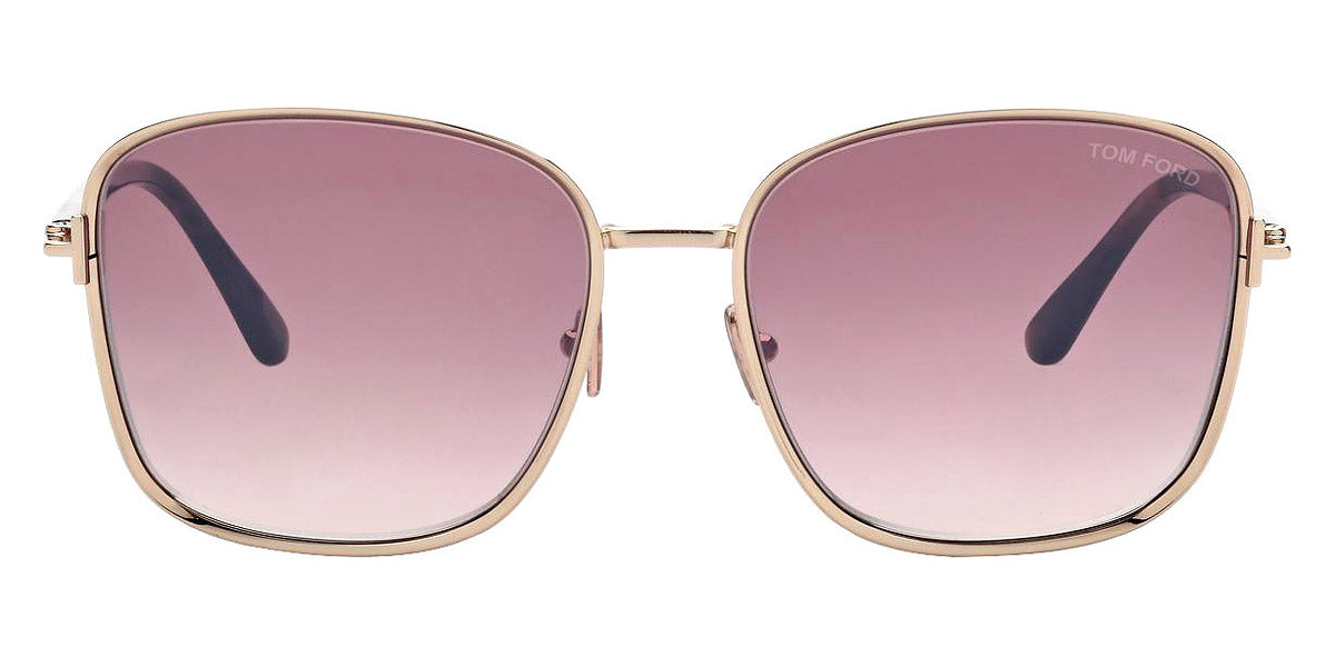 Tom Ford® FT1029 Fern FT1029 Fern 28Z 57 - 28Z - Shiny Rose Gold, Shiny Rose Havana, t" Logo / Gradient Rose Lenses" Sunglasses