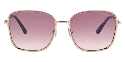 Tom Ford® FT1029 Fern FT1029 Fern 28Z 57 - 28Z - Shiny Rose Gold, Shiny Rose Havana, t" Logo / Gradient Rose Lenses" Sunglasses