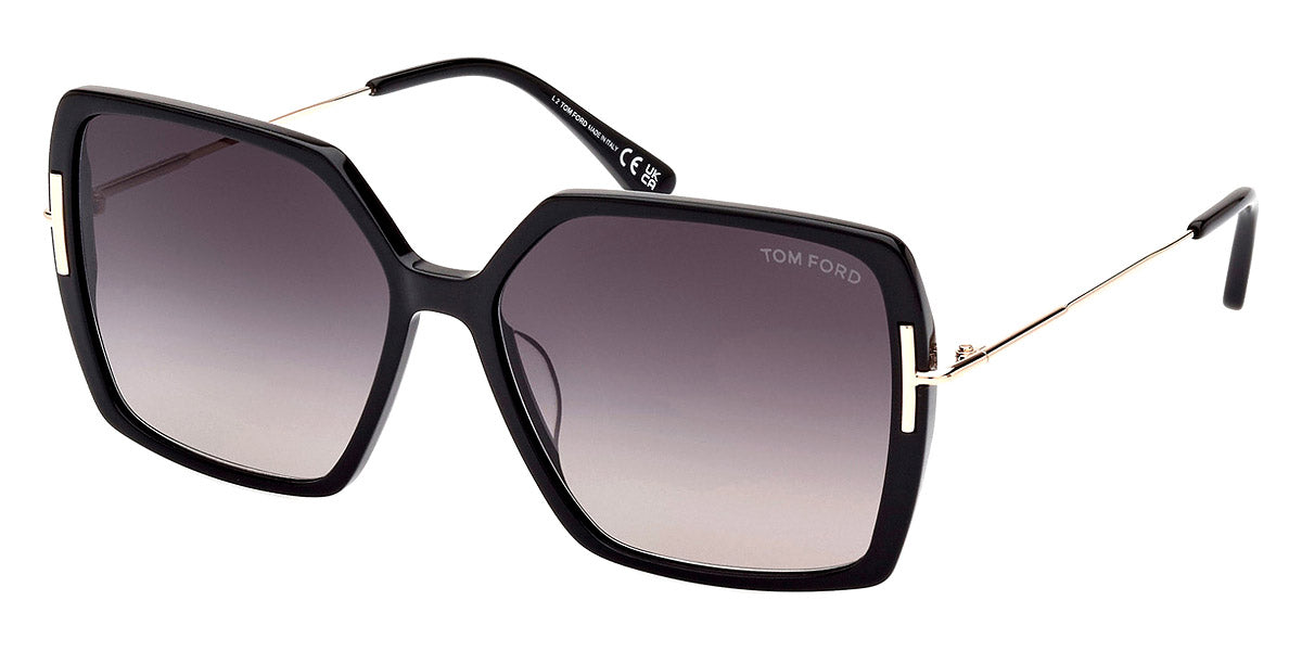 Tom Ford® FT1039-F Joanna FT1039-F Joanna 01B 59 - 01B - Shiny Black, Shiny Rose Gold, t" Logo / Gradient Smoke Lenses" Sunglasses