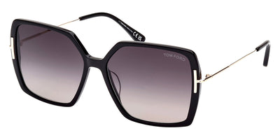 Tom Ford® FT1039-F Joanna FT1039-F Joanna 01B 59 - 01B - Shiny Black, Shiny Rose Gold, t" Logo / Gradient Smoke Lenses" Sunglasses