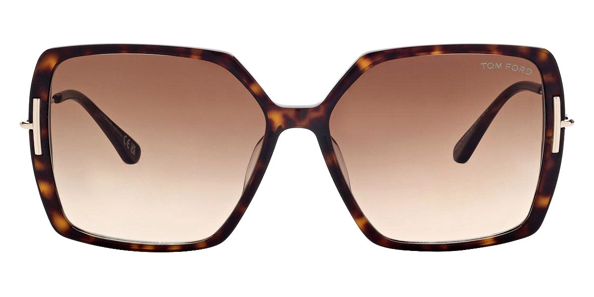 Tom Ford® FT1039 Joanna FT1039 Joanna 52F 59 - 52F - Shiny Dark Havana, Shiny Rose Gold, t" Logo / Gradient Brown Lenses" Sunglasses