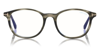 Tom Ford® FT5553-B FT5553-B 056 50 - Shiny Striped Black & Gray/Shiny Rose Gold Eyeglasses