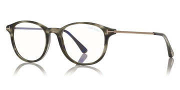 Tom Ford® FT5553-B FT5553-B 056 50 - Shiny Striped Black & Gray/Shiny Rose Gold Eyeglasses