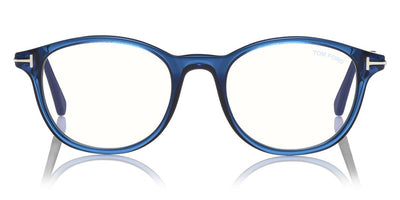 Tom Ford® FT5553-B FT5553-B 090 50 - Shiny Transparent Blue/Shiny Palladium Eyeglasses