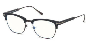 Tom Ford® FT5590-F-B FT5590-F-B 002 52 - 002 - Matte Black, Shiny Dark Ruthenium/ Blue Block Lenses Eyeglasses