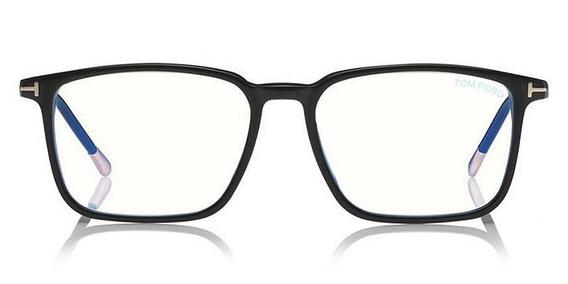 Tom Ford® FT5607-B FT5607-B 001 55 - Shiny Black/Shiny Rose Gold "T" Logo/Blue Eyeglasses