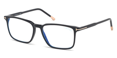 Tom Ford® FT5607-B FT5607-B 001 55 - Shiny Black/Shiny Rose Gold "T" Logo/Blue Eyeglasses