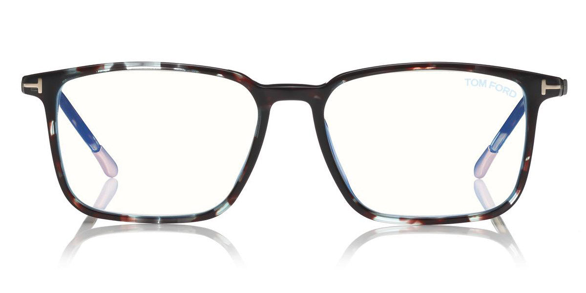 Tom Ford® FT5607-B FT5607-B 055 55 - Shiny Dark Teal Havana/Shiny Rose Gold "T" Logo/Blue Eyeglasses