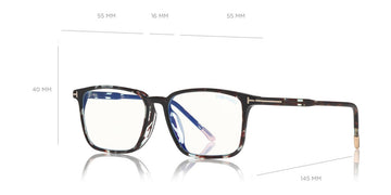 Tom Ford® FT5607-B FT5607-B 055 55 - Shiny Dark Teal Havana/Shiny Rose Gold "T" Logo/Blue Eyeglasses