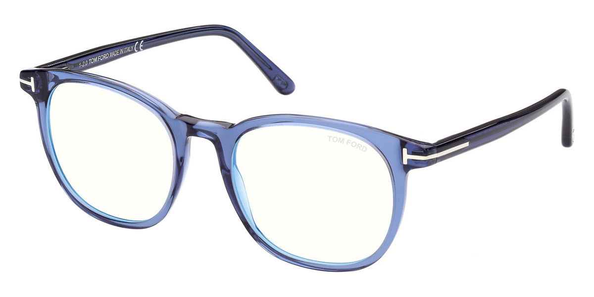 Tom Ford® FT5754-B - Shiny Transparent Navy Blue/T Logo