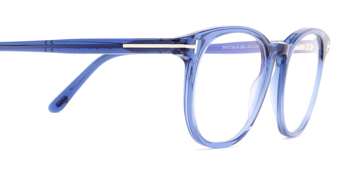 Tom Ford® FT5754-B - Shiny Transparent Navy Blue/T Logo