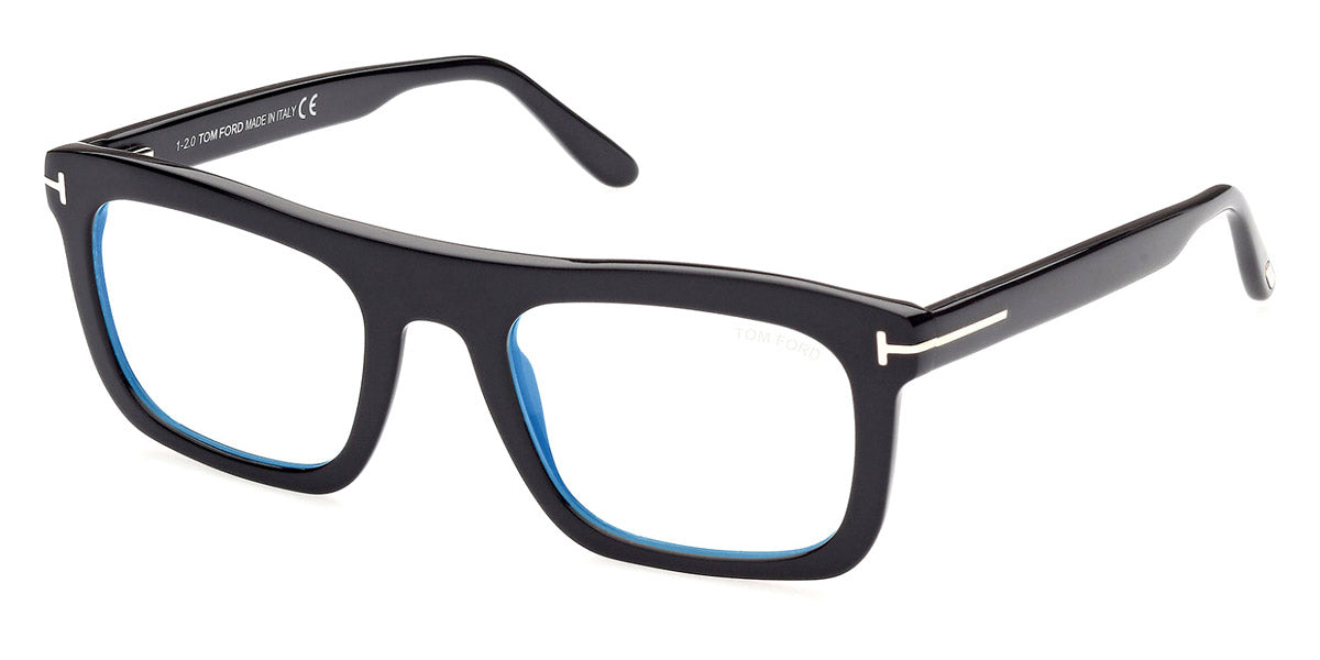 Tom Ford® FT5757-B FT5757-B 001 52 - 001 - Shiny Black, t" Logo / Blue Block Lenses" Eyeglasses