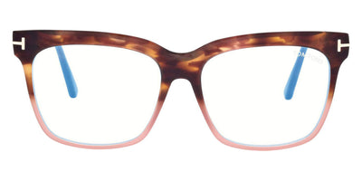 Tom Ford® FT5768-B FT5768-B 055 54 - Shiny Medium Havana To Milky Pink/T Logo Eyeglasses