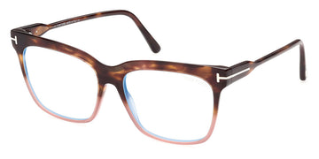 Tom Ford® FT5768-B FT5768-B 055 54 - Shiny Medium Havana To Milky Pink/T Logo Eyeglasses