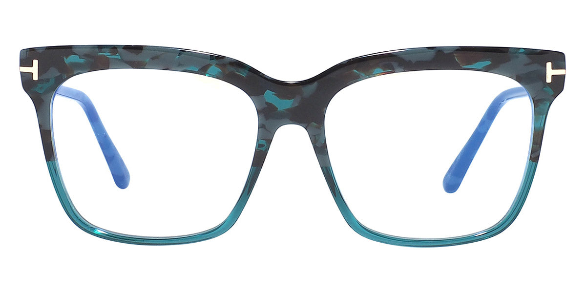 Tom Ford® FT5768-B FT5768-B 056 54 - Shiny Teal Havana/T Logo Eyeglasses