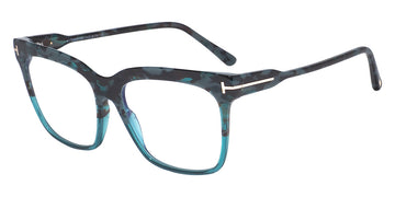 Tom Ford® FT5768-B FT5768-B 056 54 - Shiny Teal Havana/T Logo Eyeglasses