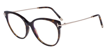 Tom Ford® FT5770-B FT5770-B 052 54 - 052 - Shiny Classic Dark Havana, Shiny Rose Gold, t" Logo/blue Block Lenses" Eyeglasses