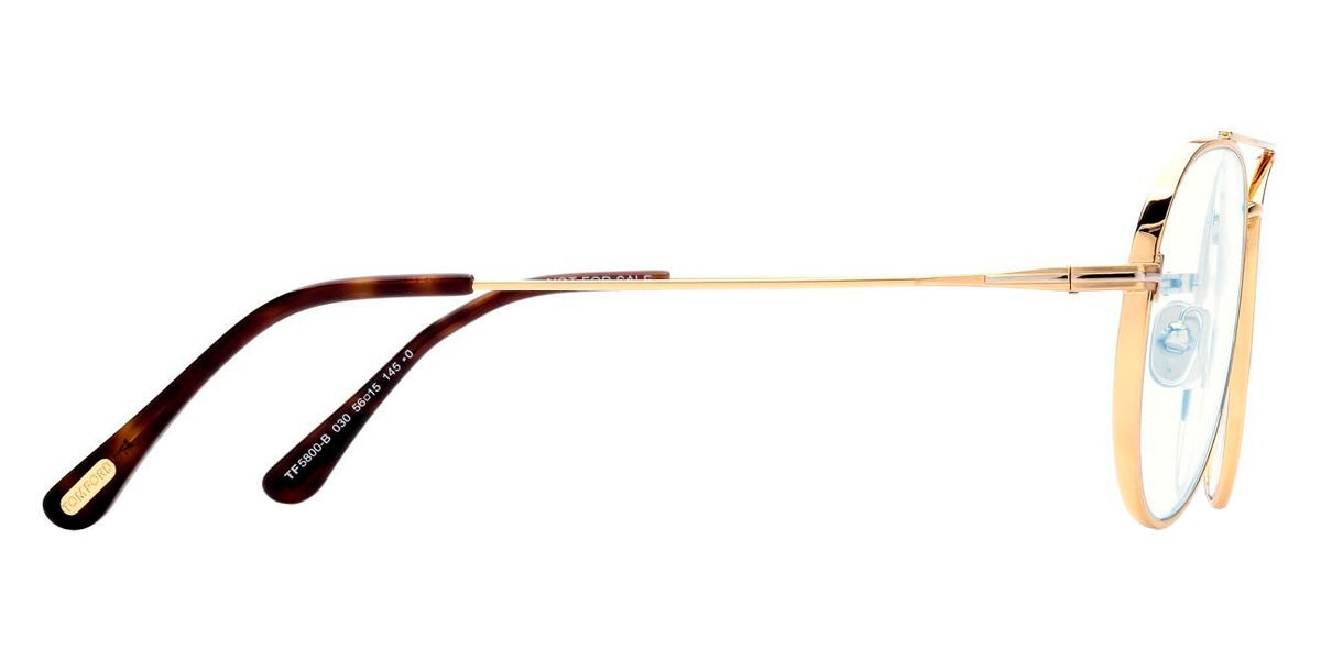 Tom Ford® FT5800-B FT5800-B 030 56 - 030 - Shiny Deep Gold, Shiny Vintage Havana, t" Logo / Blue Block Lenses" Eyeglasses