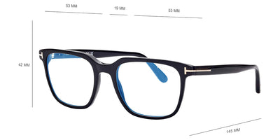 Tom Ford® FT5818-B FT5818-B 001 53 - 001 - Shiny Black  t" Logo / Blue Block Lenses" Eyeglasses