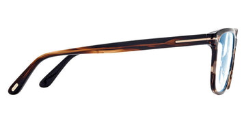 Tom Ford® FT5818-B FT5818-B 050 53 - 050 - Shiny Striped Brown, t" Logo / Blue Block Lenses" Eyeglasses