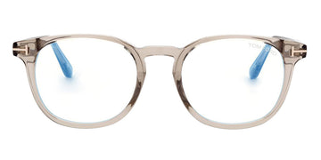 Tom Ford® FT5819-B FT5819-B 057 52 - 057 - Shiny Transparent Beige, t" Logo / Blue Block Lenses" Eyeglasses