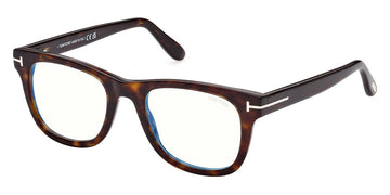 Tom Ford® FT5820-B FT5820-B 052 50 - 052 - Shiny Classic Dark Havana, t" Logo / Blue Block Lenses" Eyeglasses