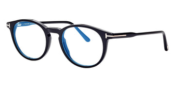 Tom Ford® FT5823-H-B FT5823-H-B 001 50 - 001 - Shiny Black / Blue Block Lenses With Sun Clip Eyeglasses